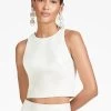 Lexie Top - Ivory - Faille 2 Lexie Top - Ivory - Faille -Feminine Style Shop S221B51 103 LEXIETOP OFFWHITE FRONT CROP