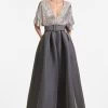 Simone Gown - Charcoal -Feminine Style Shop S221G22 021 SIMONEGOWN SILVERCHARC FRONT