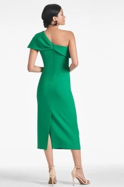Sandra Dress - Cadmium Green -Feminine Style Shop SANDRADRESS CADMIUMGREEN BACK