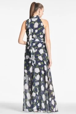 Selena Gown - Navy/Ivory Moonlit Garden -Feminine Style Shop SELENAGOWN NAVYIVORYMOONLITGARDEN BACK