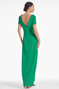 Shiloh Gown - Cadmium Green -Feminine Style Shop SHILOHGOWN CADMIUMGREEN BACK