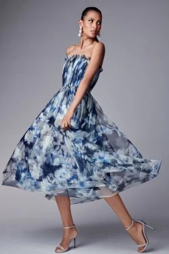Marni Dress - Blue Ikat Floral 11 Marni Dress - Blue Ikat Floral -Feminine Style Shop SHOT 19 0015