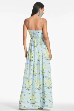 Sienna Gown - Sky Citrine Floral -Feminine Style Shop SIENNAGOWN SKYCITRINEFLORAL BACK