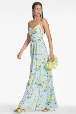 Sienna Gown - Sky Citrine Floral -Feminine Style Shop SIENNAGOWN SKYCITRINEFLORAL SIDE3
