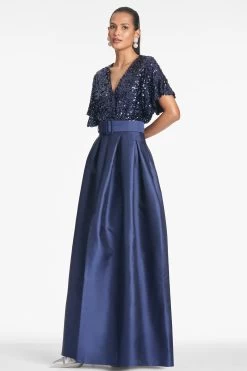 Simone Gown - Night Sky -Feminine Style Shop SIMONEGOWN MIDNIGHT SIDE2