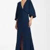 Gabby Gown - Navy -Feminine Style Shop T221G13 NAVY FRONT