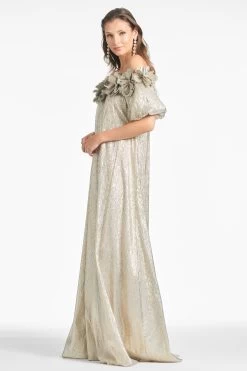 Valentina Gown - Silver -Feminine Style Shop VALENTINAGOWN SILVER SIDE