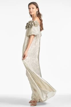 Valentina Gown - Silver -Feminine Style Shop VALENTINAGOWN SILVER SIDE2
