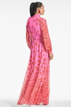 Vera Gown - Rose/Vermillion -Feminine Style Shop VERAGOWN ROSEVERMILLION BACK