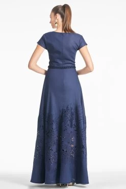 Zefira Gown - Navy -Feminine Style Shop ZEFIRAGOWN NAVY BACK