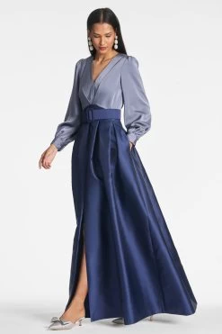 Zoe Gown - Cool Grey/Night Sky 8 Zoe Gown - Cool Grey/Night Sky -Feminine Style Shop ZOEGOWN COOLGREYNIGHTSKY SIDE
