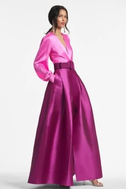 Zoe Gown - Pink/Magenta 8 Zoe Gown - Pink/Magenta -Feminine Style Shop ZOEGOWN PINKMAGENTA SIDE